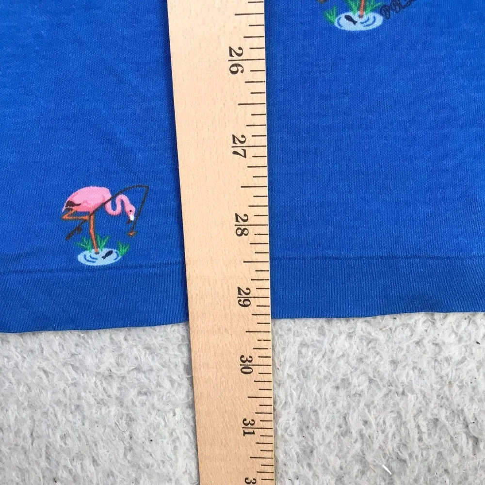 Polo Ralph Lauren Shirt Mens 2XB Big Blue Fishing Flamingo Allover Print Cotton